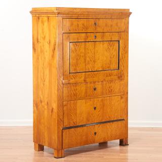 Appraisal: Biedermeier maple secretaire abattant Biedermeier maple secretaire abattant th c