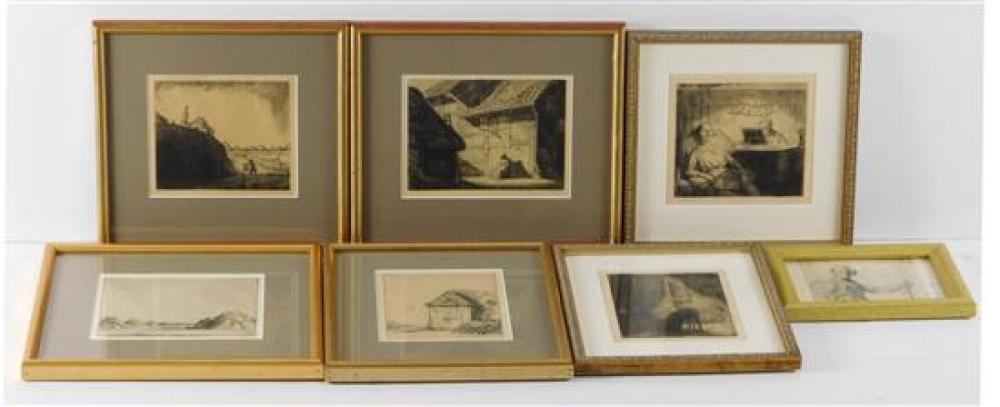 Appraisal: Edgar Reynolds Hambly Anglo American - seven framed etchings assumed