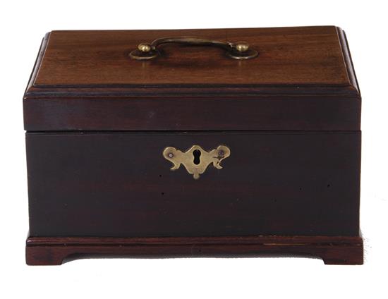 Appraisal: George III mahogany triple-compartment tea caddy th th century H