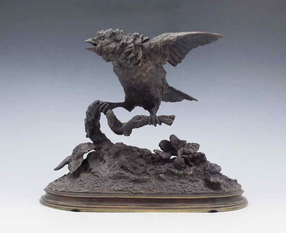 Appraisal: PAUTROT Ferdinand French - Bronze Study of a Wren approximately