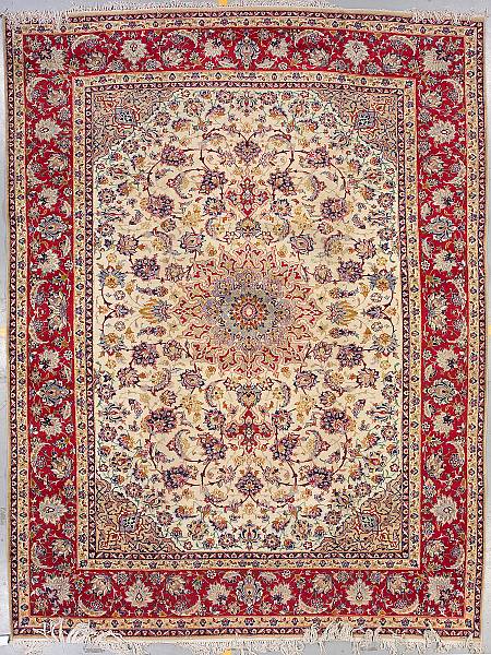 Appraisal: An Isphahan carpet size approximately ft in x ft in