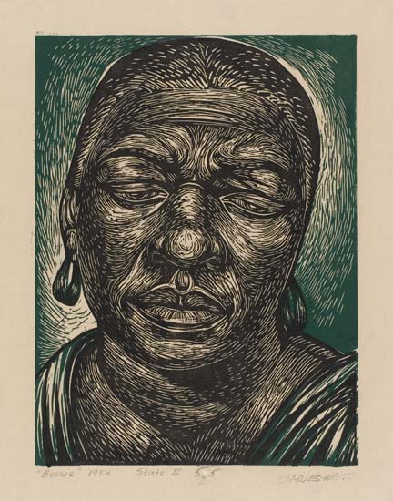 Appraisal: CHARLES WHITE - Bessie Smith Linoleum cut printed in green