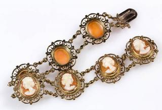 Appraisal: Shell cameo and k yellow gold bracelet Shell cameo and