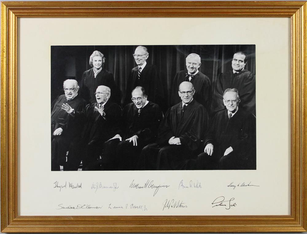 Appraisal: CIRCA SUPREME COURT PHOTOGRAPH SIGNED BY ALL NINE JUSTICES Photograph