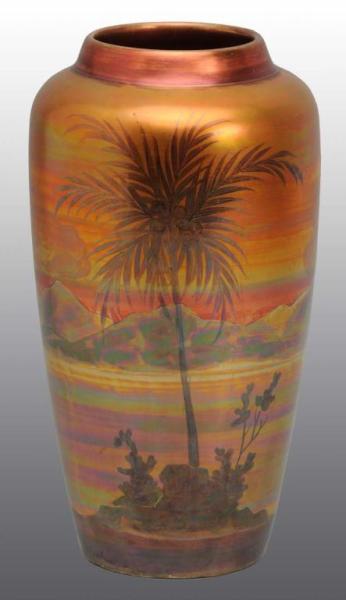 Appraisal: Weller Lasa Vase Description Coppertone color depicting palm trees and