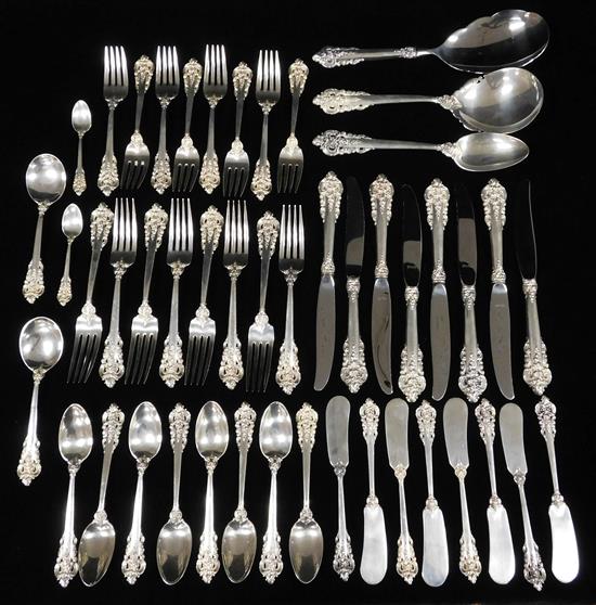 Appraisal: SILVER Wallace 'Grande Baroque' pattern sterling flatware forty-seven pieces eight