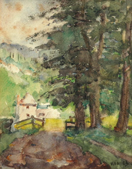 Appraisal: David Davies - Country Lane Dieppe watercolour signed 'D Davies'