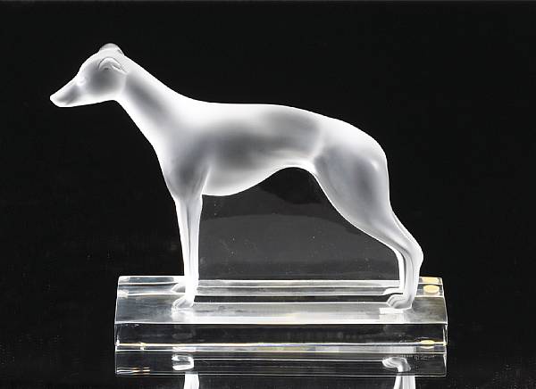 Appraisal: A Lalique frosted and clear glass greyhound Perceval No engraved