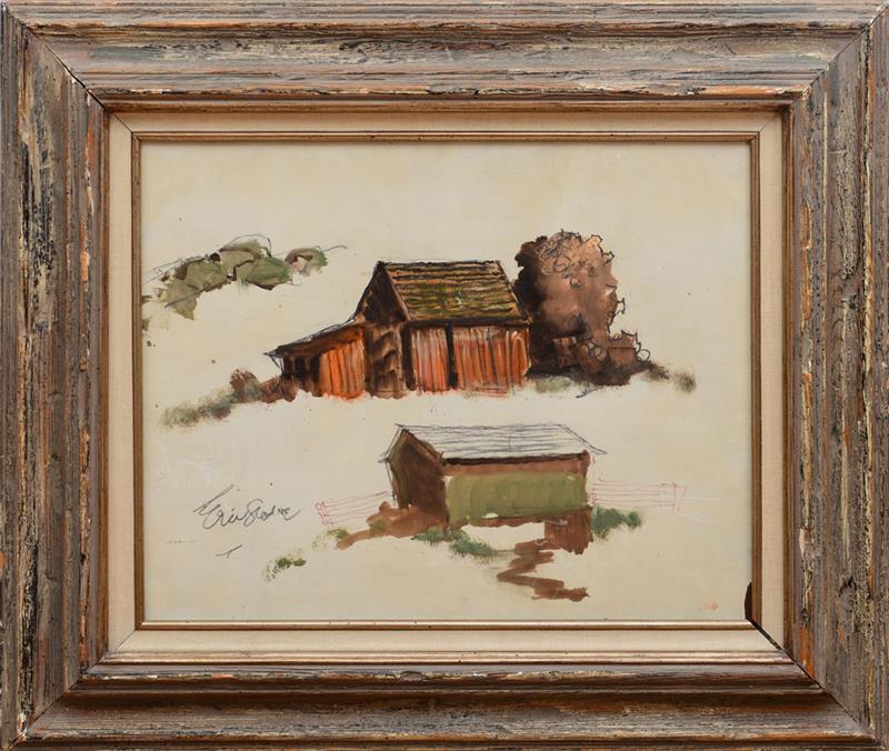 Appraisal: ERIC SLOANE - BARN STUDIES Oil and pencil on board