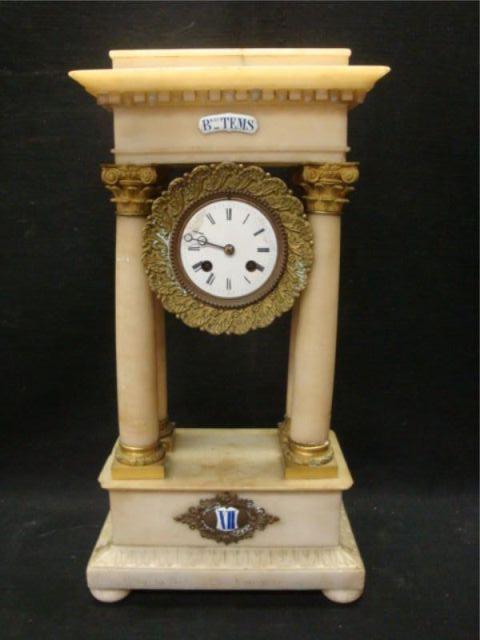 Appraisal: Empire Marble Pillar Form Clock From a Larchmont home Dimensions