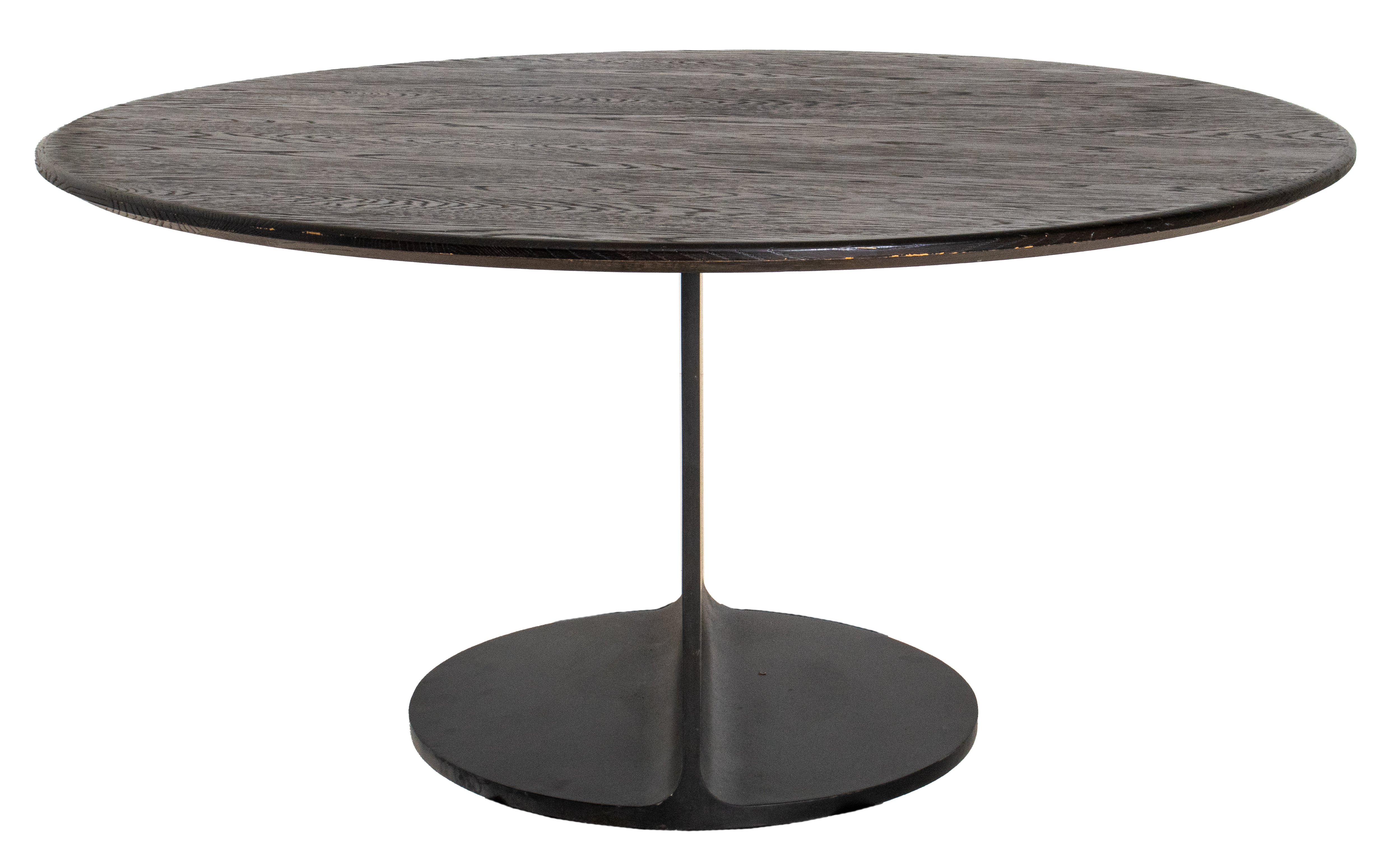 Appraisal: CONTEMPORARY WOOD METAL CENTER TABLE Contemporary ebonized wood and patinated