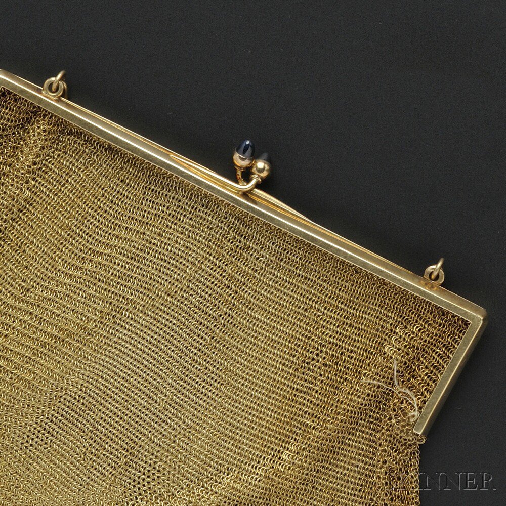 Appraisal: Edwardian kt Gold Mesh Purse Carter Howe Co with cabochon