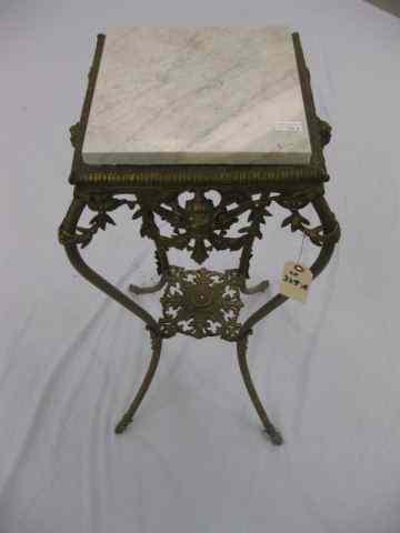 Appraisal: Bronzed Victorian Plant Stand marble '' square top base having