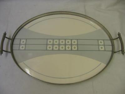 Appraisal: A W M F PORCELAIN TEA TRAY of oval form