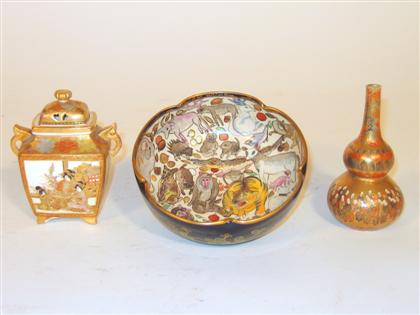 Appraisal: Three Japanese earthenware items all signed late th century and