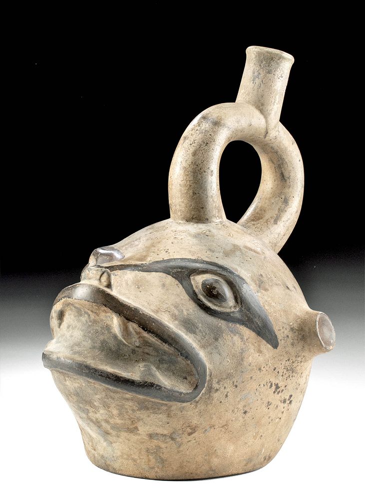 Appraisal: Moche Bichrome Zoomorphic Stirrup Vessel ex-Museum Pre-Columbian North Coast of