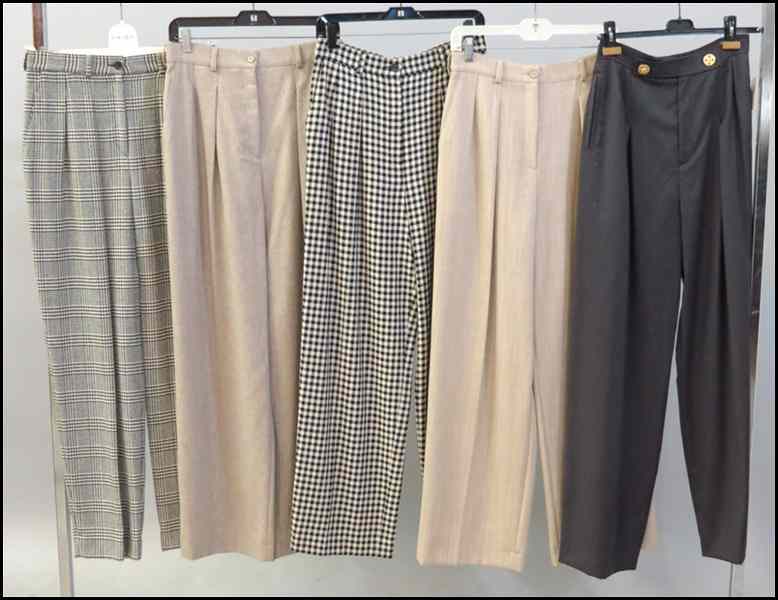 Appraisal: FIVE PAIRS OF YVES SAINT LAURENT WOOL PANTS Size Condition