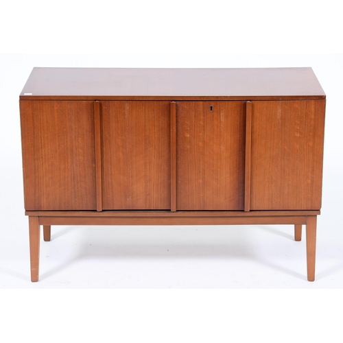 Appraisal: A record housing teak foldaway LP record cabinet key cm