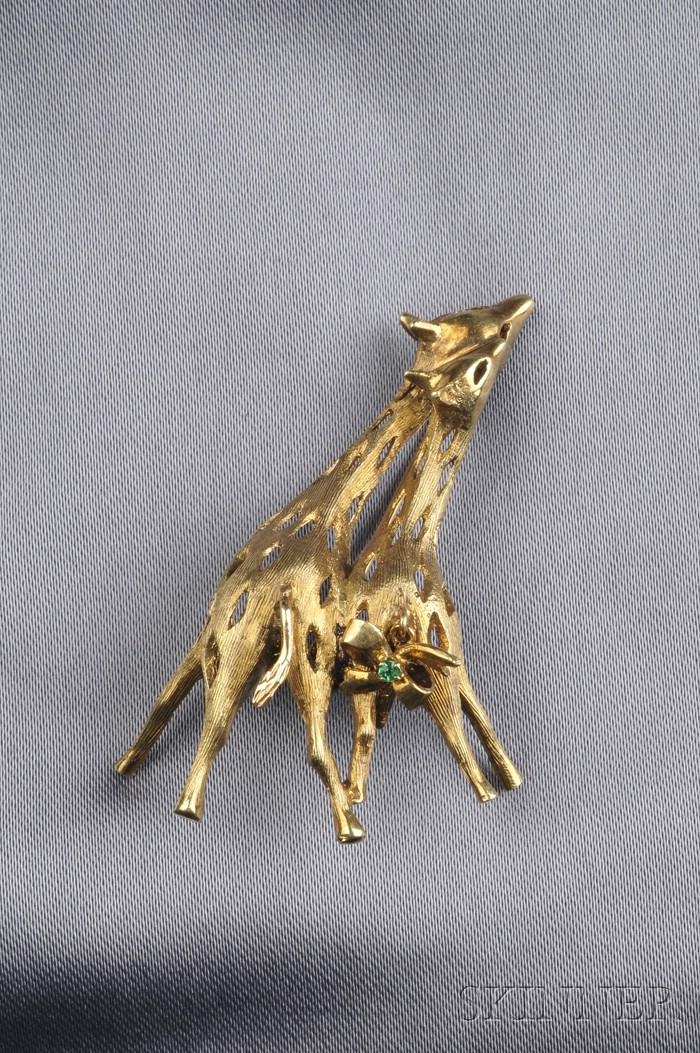 Appraisal: kt Gold Giraffe Brooch F F Felger designed as two