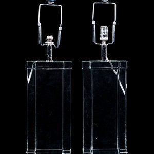 Appraisal: A Pair of Glass Table Lamps th Century Height of