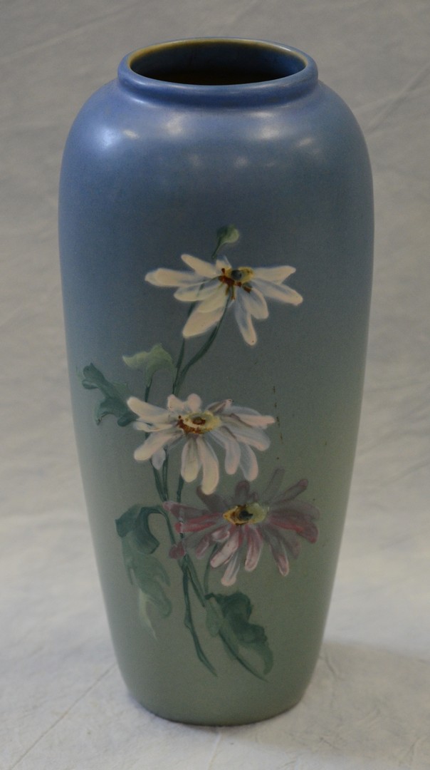 Appraisal: Weller Pottery daisy vase hand decorated no issues h