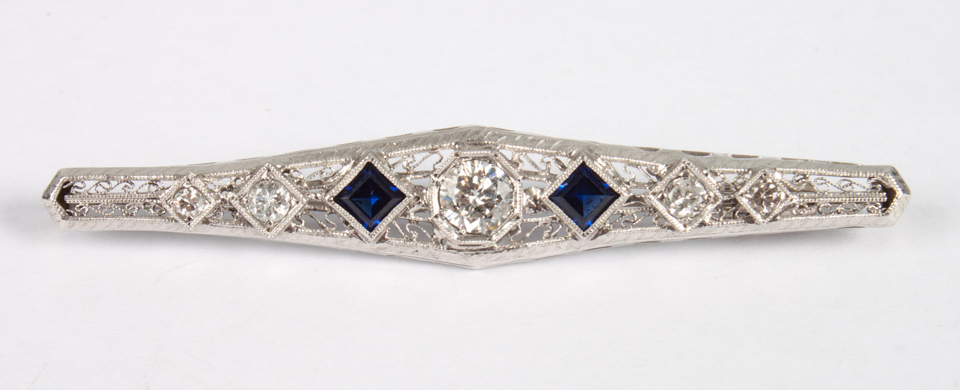 Appraisal: K white gold diamond synthetic sapphire pin diamonds about ct