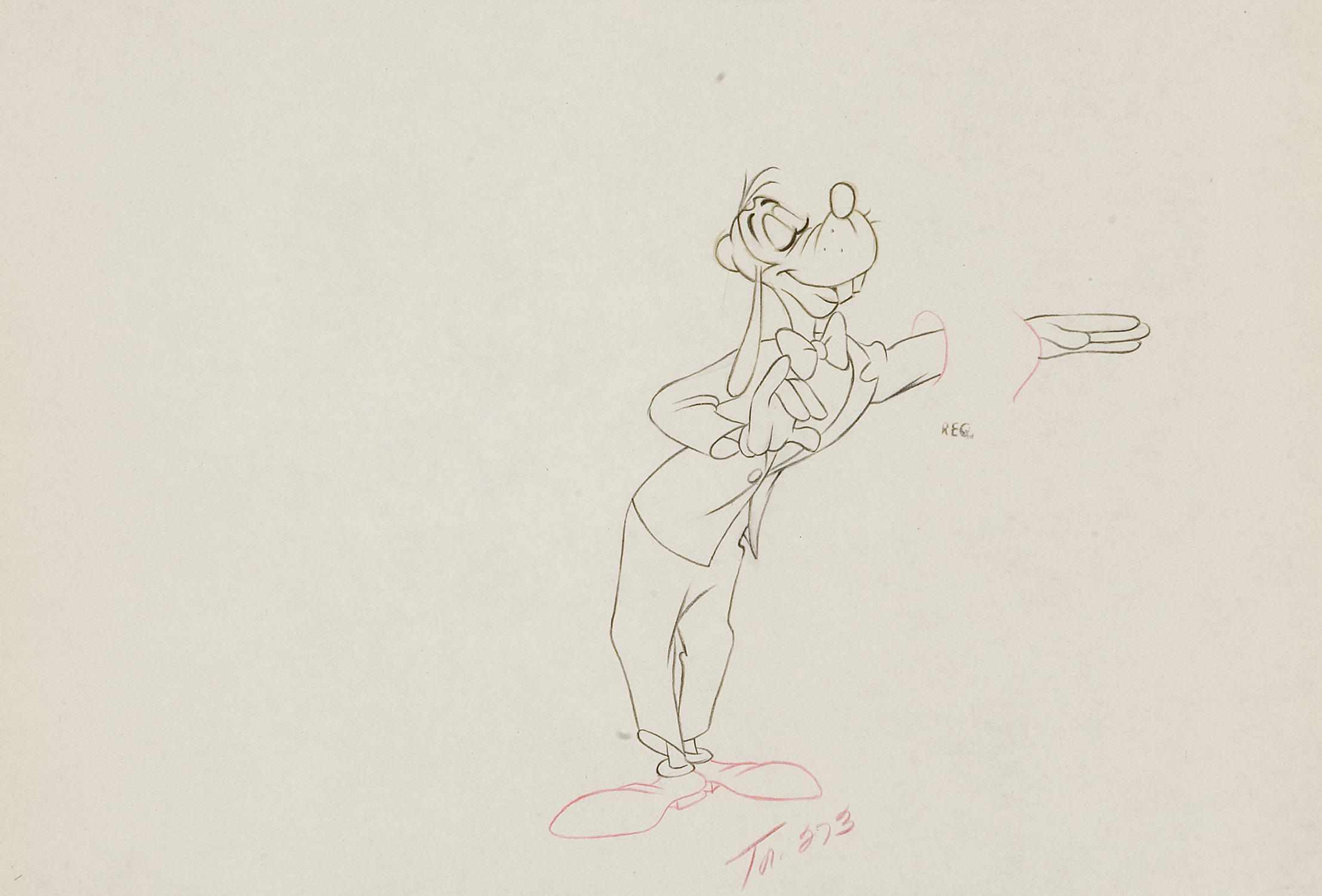 Appraisal: Four Walt Disney drawings from various films pencil on paper