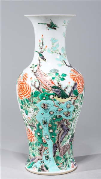 Appraisal: Chinese famille verte enameled porcelain vase with birds and flowers