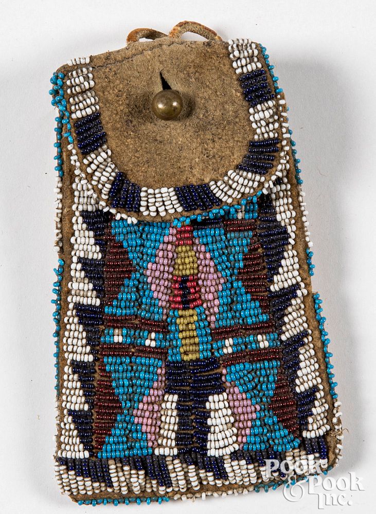 Appraisal: Native American Indian beaded pouch Native American Indian beaded pouch