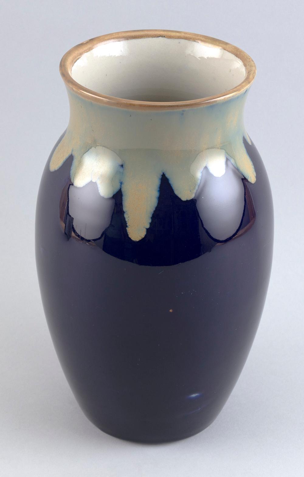 Appraisal: JAPANESE COBALT BLUE GLAZE STUDIO POTTERY VASE EARLY TH CENTURY