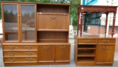 Appraisal: G Plan oak display cabinet occasional cupboard and a inlaid