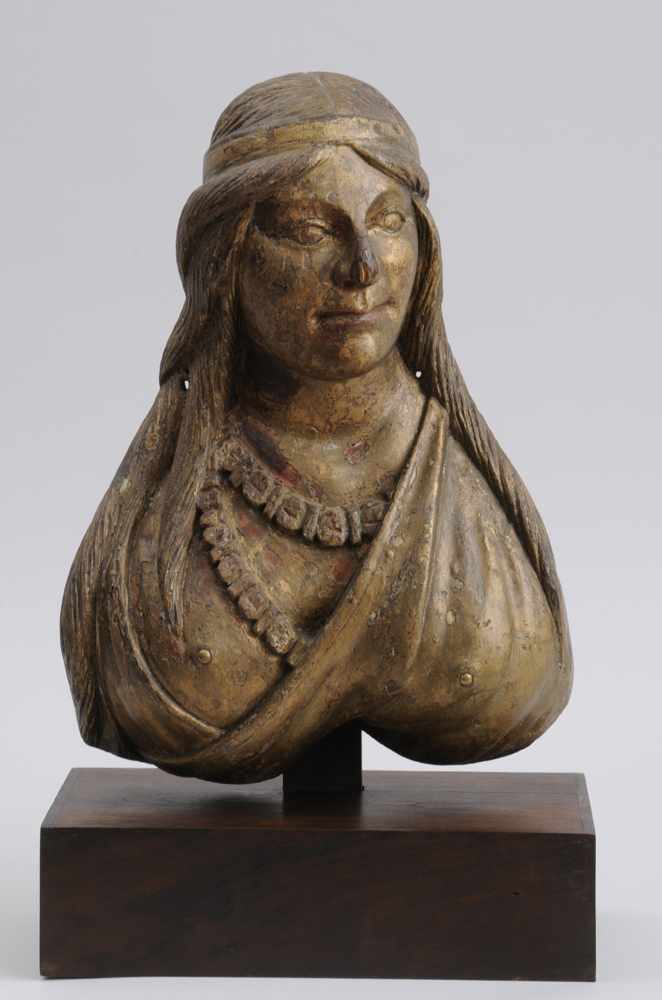 Appraisal: AMERICAN CARVED AND GILT PINE BUST OF A NATIVE AMERICAN