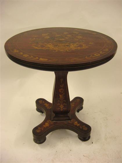 Appraisal: Dutch mahogany and marquetry side table The circular top centered