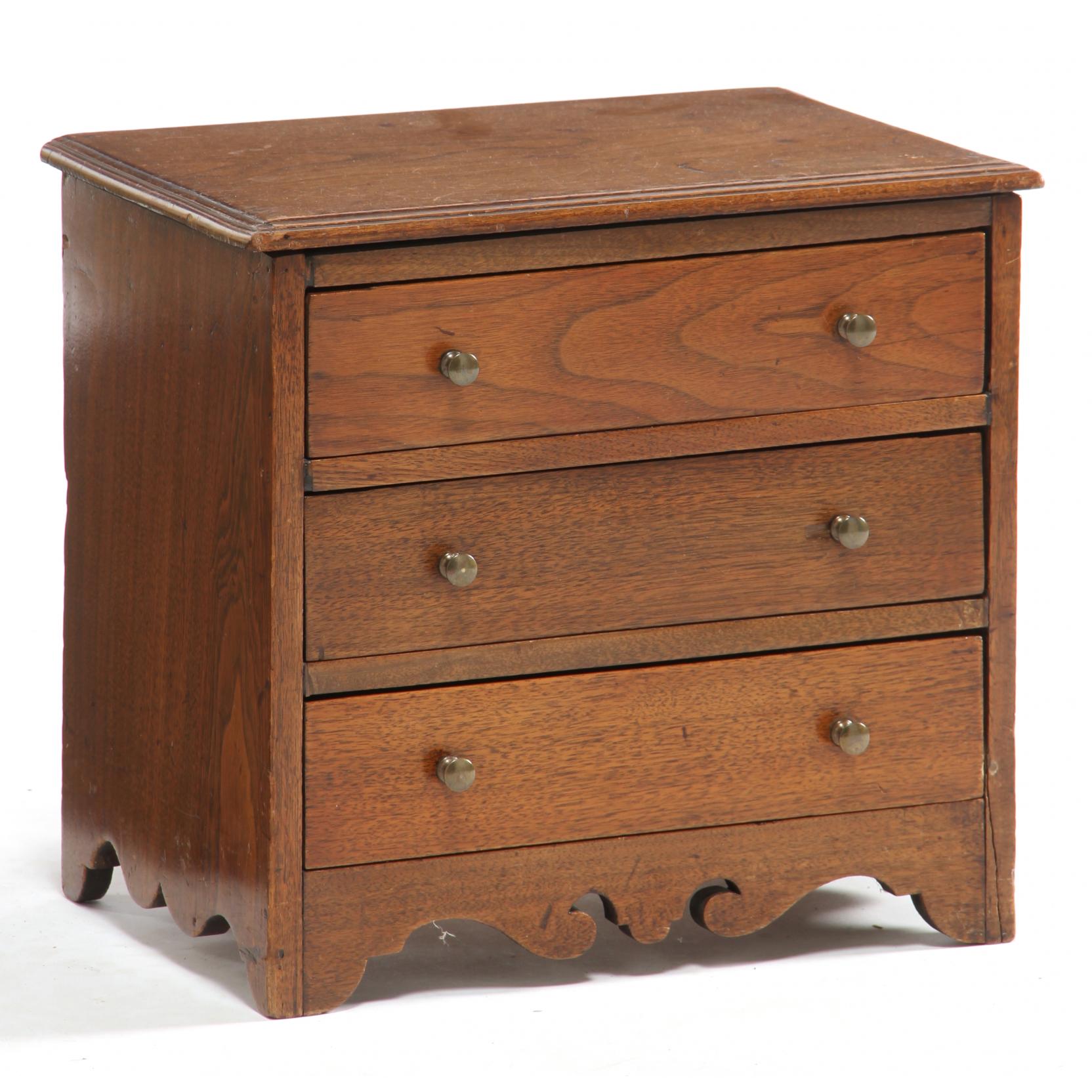 Appraisal: American Miniature Chest of Drawers second quarter th century walnut