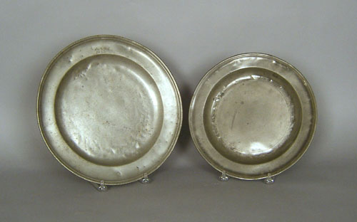 Appraisal: Two English pewter chargers th c dia and dia