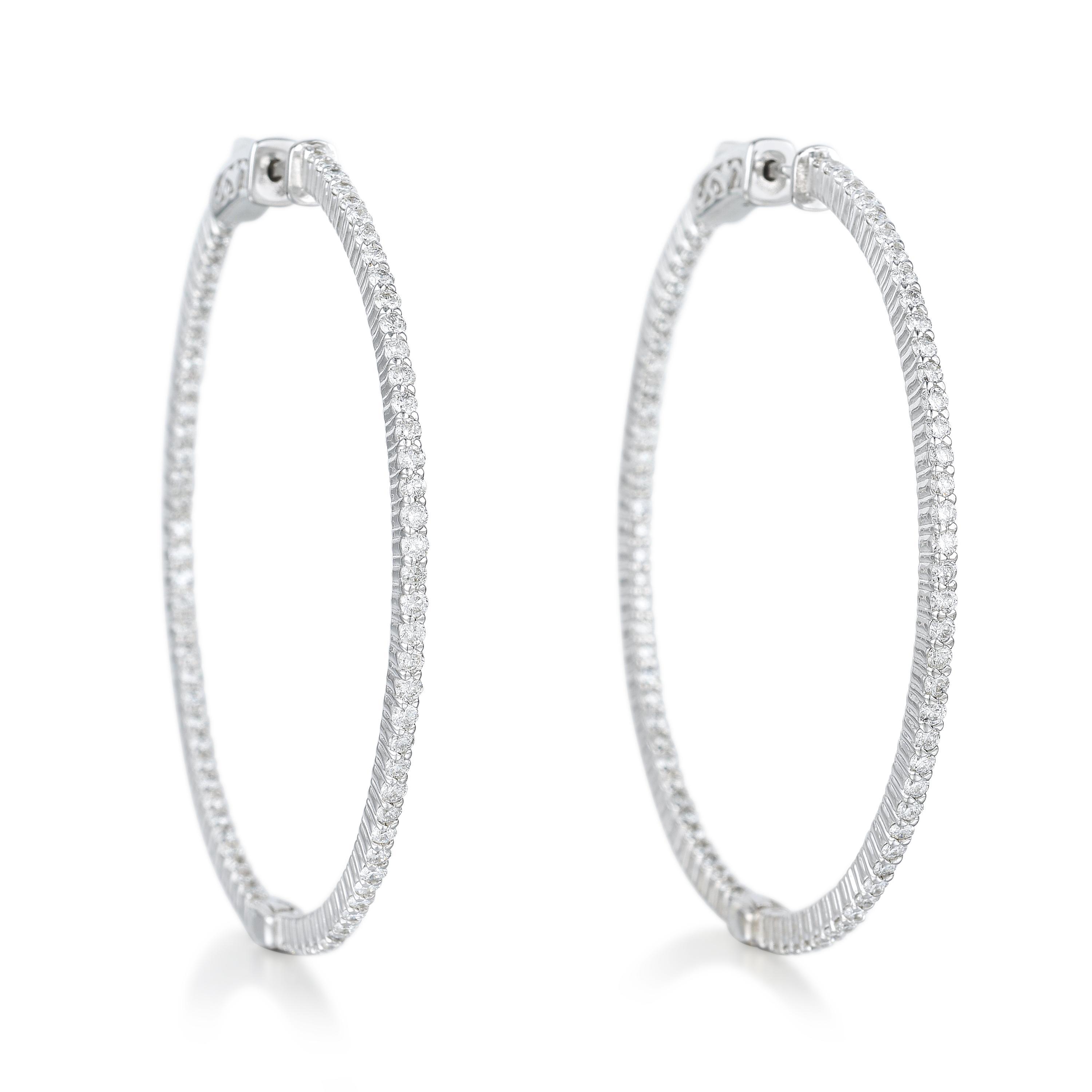 Appraisal: DIAMOND INSIDE-OUT HOOP EARRINGS - DIAMETER METAL K white gold