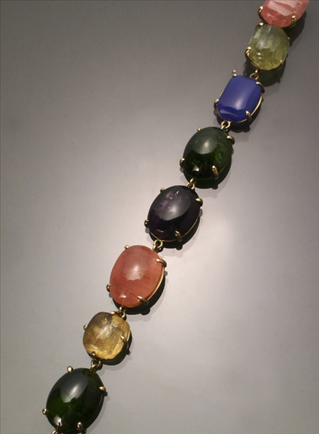 Appraisal: Retro -Karat Yellow-Gold and Semi-Precious Stone Bracelet Circa Set with