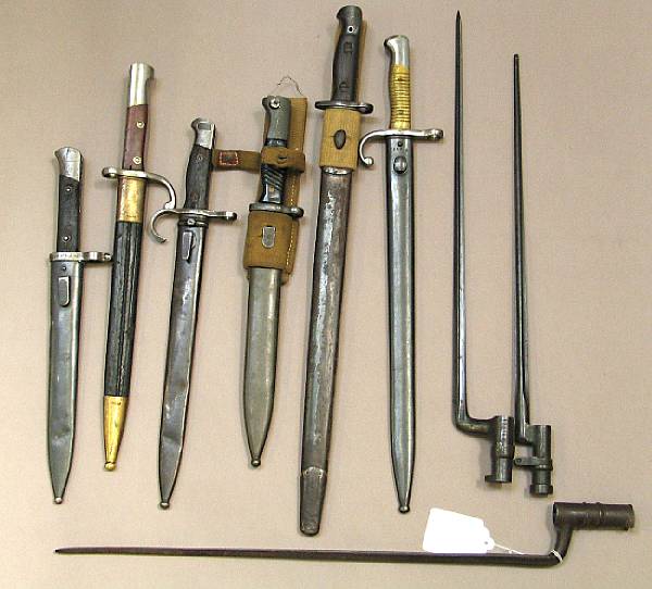 Appraisal: A lot of nine bayonets Comprising Argentine Model by Weyersberg