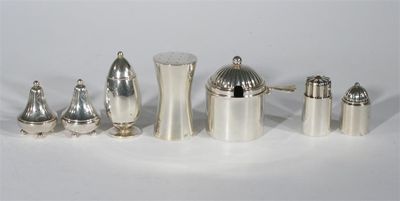 Appraisal: A pair of Georg Jensen silver pepper pots designed by