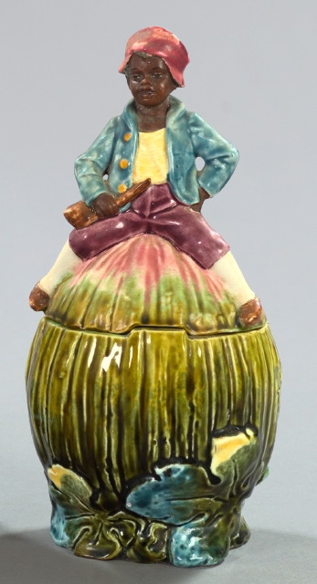 Appraisal: German Polychromed Majolica Covered Jar fourth quarter th century in