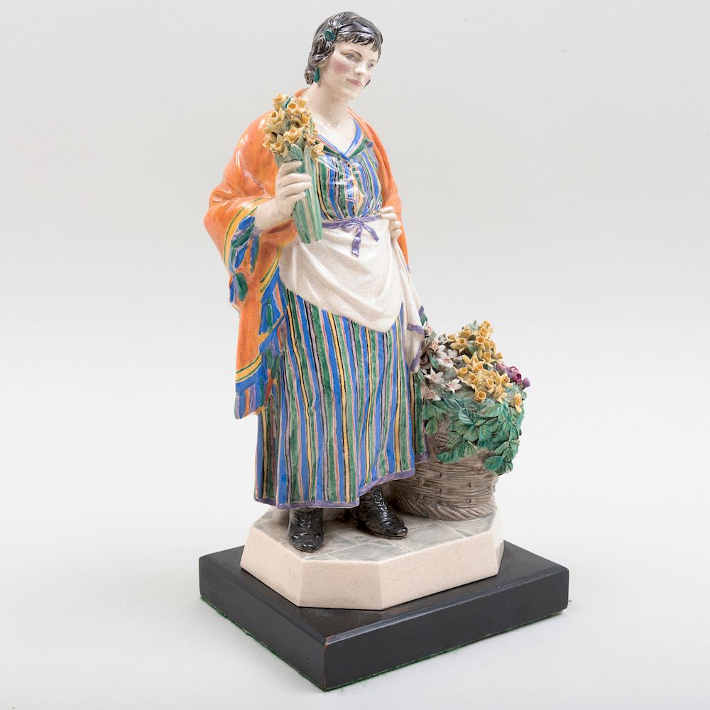 Appraisal: Charles Vyse Chelsea Pottery 'The Daffodil Woman' Painted artist's intersecting