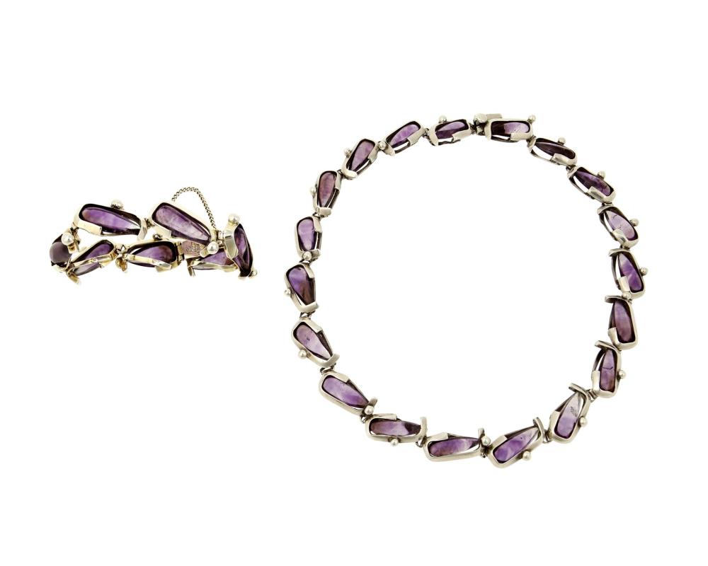 Appraisal: A set of Antonio Pineda silver and amethyst jewelry Antonio