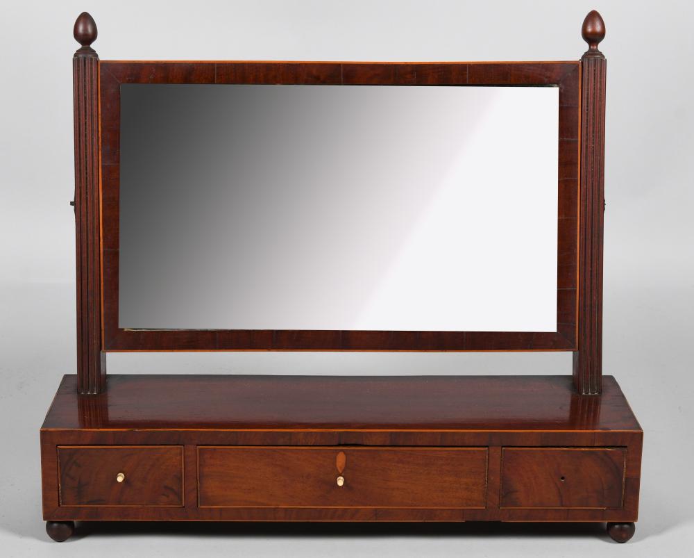 Appraisal: VICTORIAN INLAID MAHOGANY DRESSING MIRROR LATE TH CENTURY the rectangular