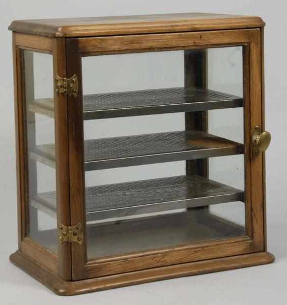 Appraisal: Glass Pine Wood Display Case with Metal Shelves Description Probably