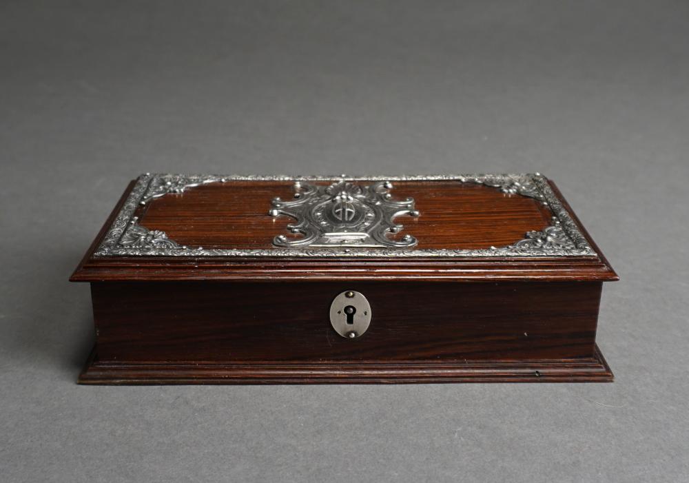 Appraisal: PORTUGUESE -SILVER MOUNTED WOOD HUMIDOR X X IN X X