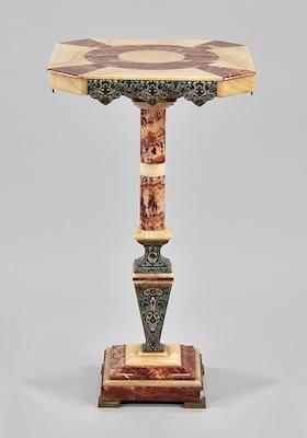 Appraisal: A French Inlaid Marble and Agate with Champleve Table With