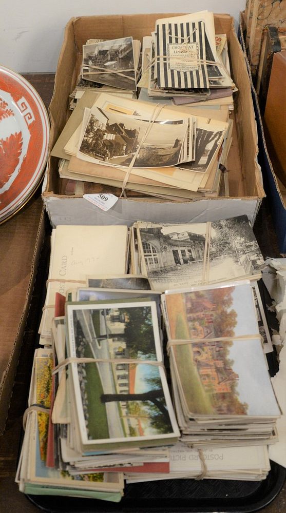 Appraisal: Tray Lot to include a large grouping of antique postcards