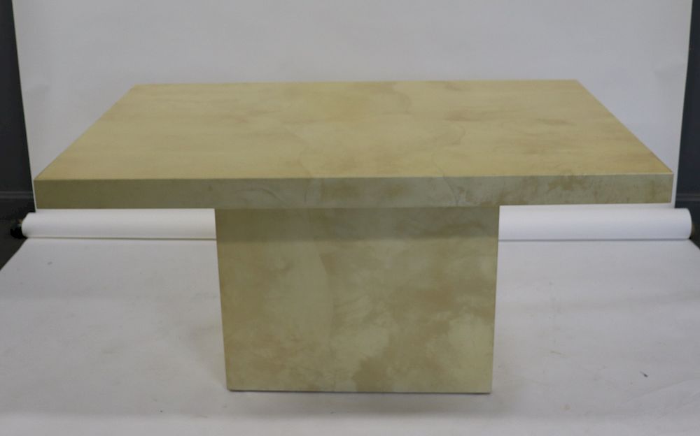 Appraisal: Karl Springer Style Goat Skin Pedestal Table From a Westchester