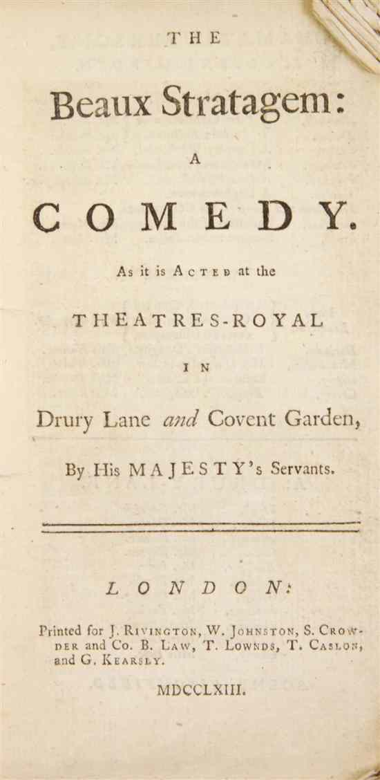 Appraisal: DRAMA A collection of six eighteenth-century plays bound together in