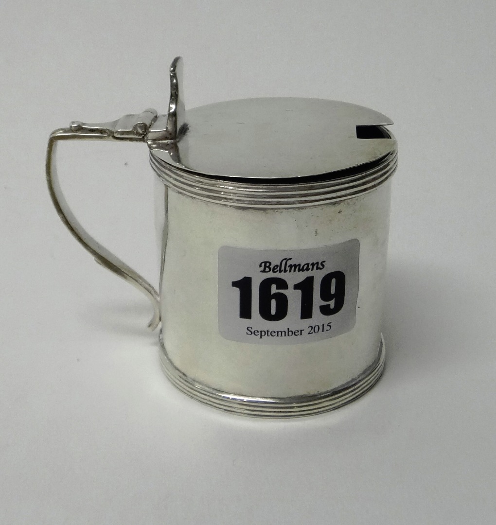 Appraisal: A George III silver mustard pot of cylindrical form with